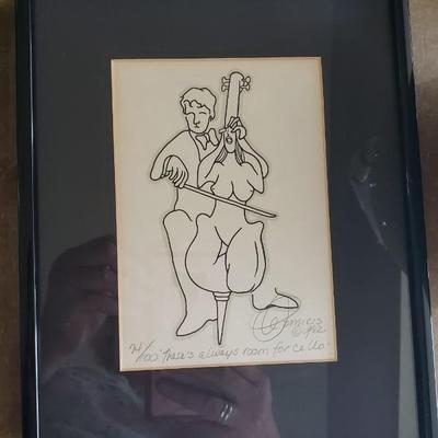 Two humorous prints signed by artist 1980s