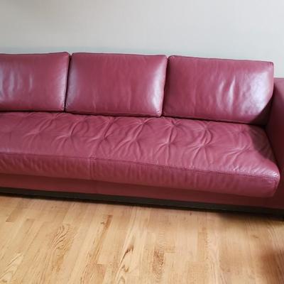 Red leather sofa and chair