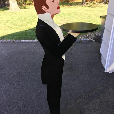 57" Tall wooden waiter with tray