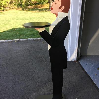 57" Tall wooden waiter with tray