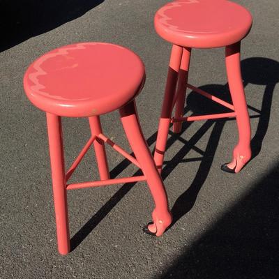 Two Vermont Sled Company Flamingo stools