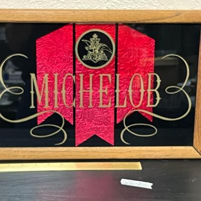 1980s Vintage Michelob beer bar Sign in wooden Frame