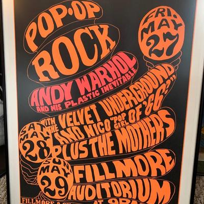 1966 Bill Graham Andy Warhol Mothers Zappa Fillmore BG8 Concert Poster Framed