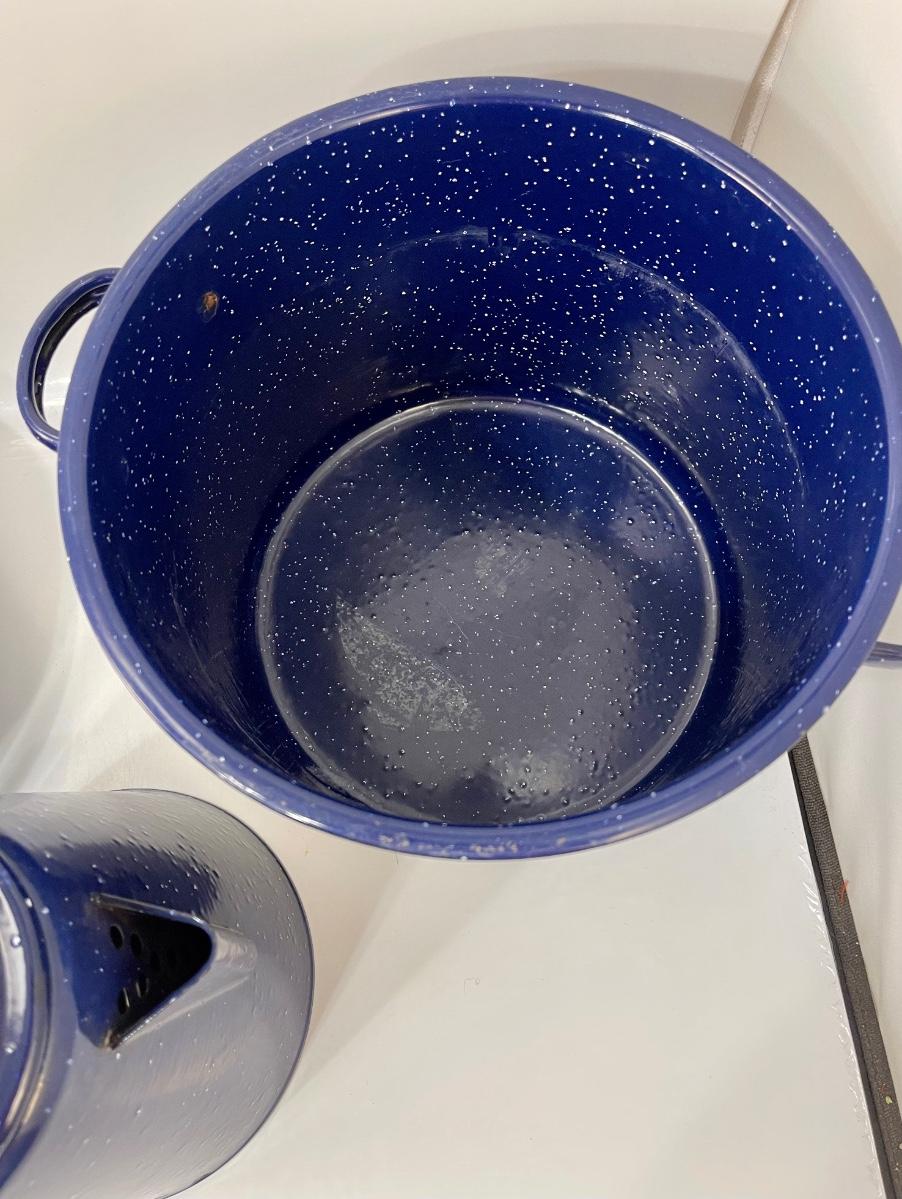 New Blue Speckled Cookware - household items - by owner - housewares sale -  craigslist