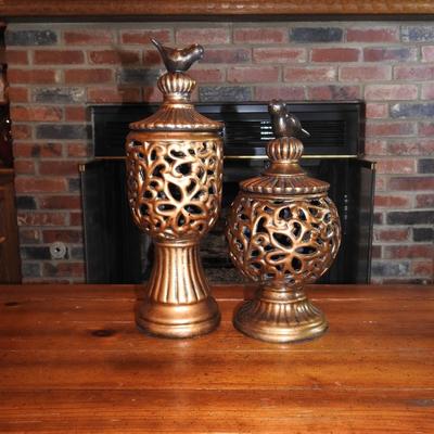 Bird topped Urns