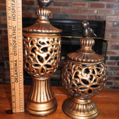 Bird topped Urns
