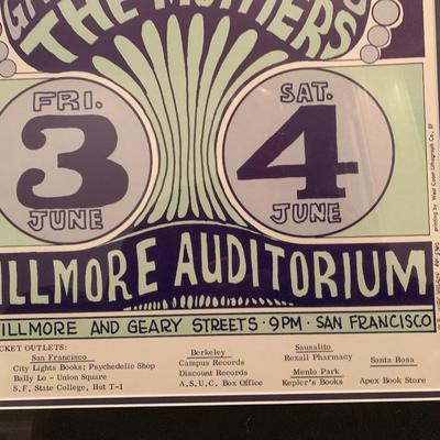 Grateful Dead The Motherâ€™s Zappa Quicksilver BG9 Messenger Bill Graham Fillmore Concert Poster Professionally Framed
