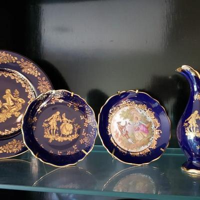 Limoges collection small plates, pitcher