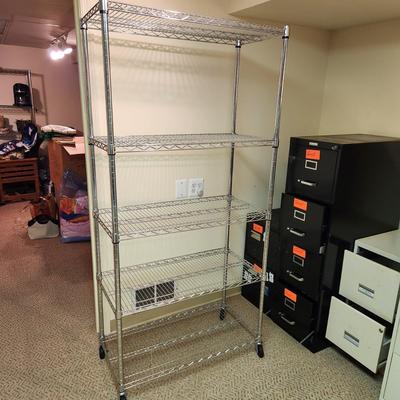 Wire Metal Shelving 5 Shelves w Casters 36