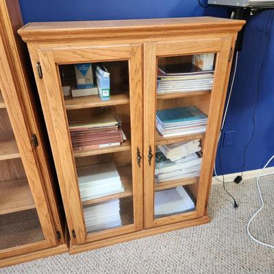2 Door 3 Shelves Wood Book Case Cabinet 36x12x48