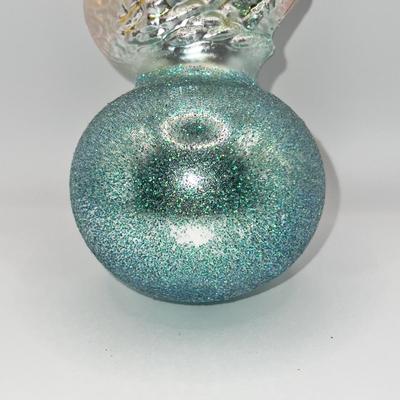1316 Christopher Radko 1997 Swan Lake Turquoise Glass Ornament