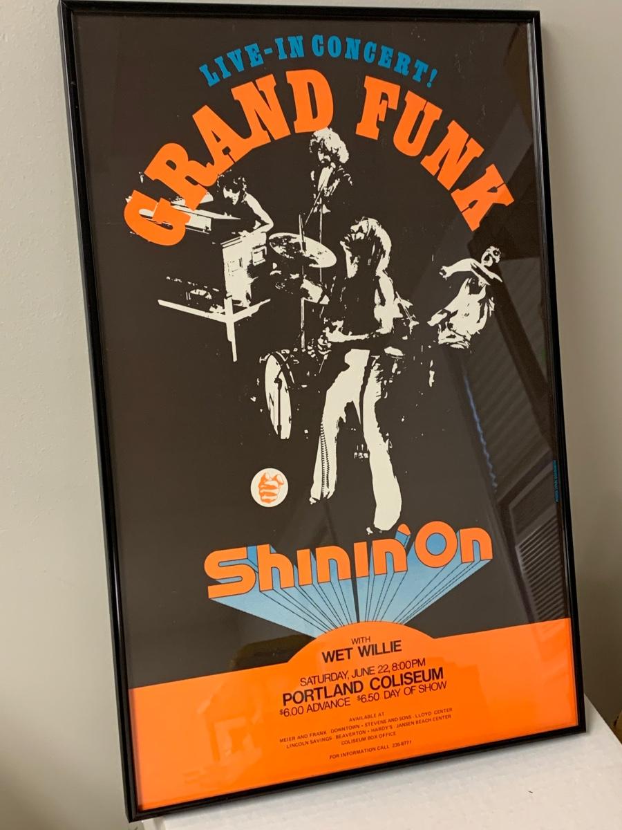 Grand Funk Railroad Shining On Portland Concert Poster Framed 