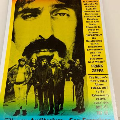 Frank Zappa Fillmore Freak Out San Fran Concert Poster