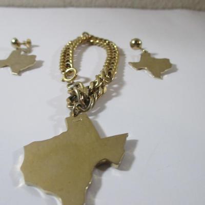 Coro Gold Tone Texas Bracelet and Earrings 1-3