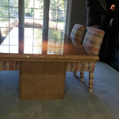 1980s faux Travertine Laminate dining room table