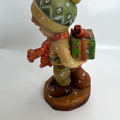 Anri Italian Wood craving Sarah Kay " Tis the Season" hand painted