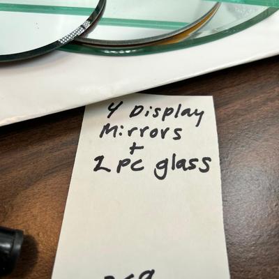 4 display mirrors and 2 sheets of glass