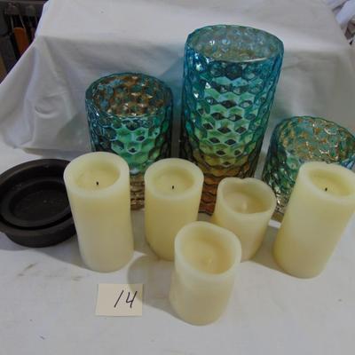 Item 14 Glass candle vases