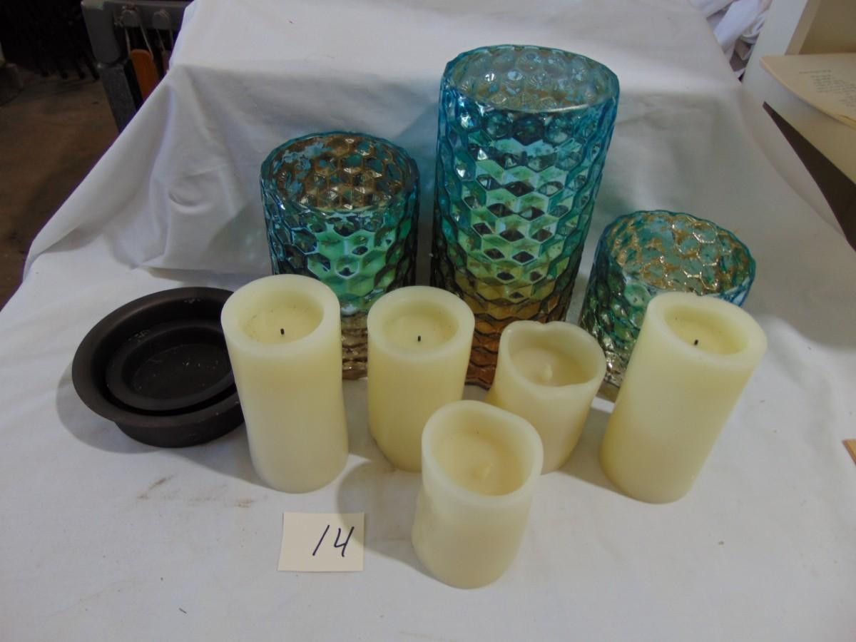 Item 14 Glass candle vases