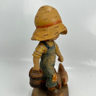 ANRI Italian woodcarving Collectible figurine  "Morning Chores"
