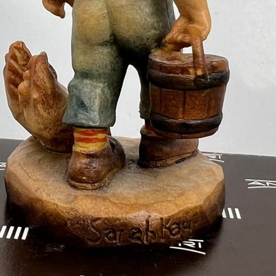 ANRI Italian woodcarving Collectible figurine  "Morning Chores"