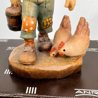ANRI Italian woodcarving Collectible figurine  "Morning Chores"