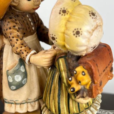 ANRI Italian woodcarving Collectible figurine "First Day at School"