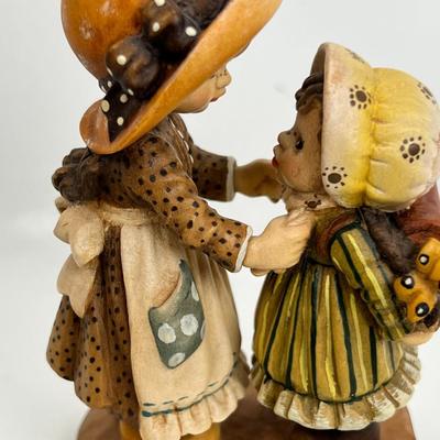 ANRI Italian woodcarving Collectible figurine "First Day at School"