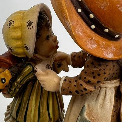 ANRI Italian woodcarving Collectible figurine "First Day at School"