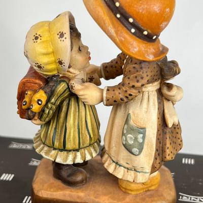 ANRI Italian woodcarving Collectible figurine "First Day at School"
