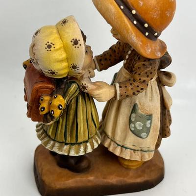 ANRI Italian woodcarving Collectible figurine "First Day at School"