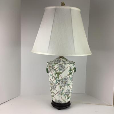 Lot. 8001. Scully & Scully  Floral Design Large Porcelain Lamp