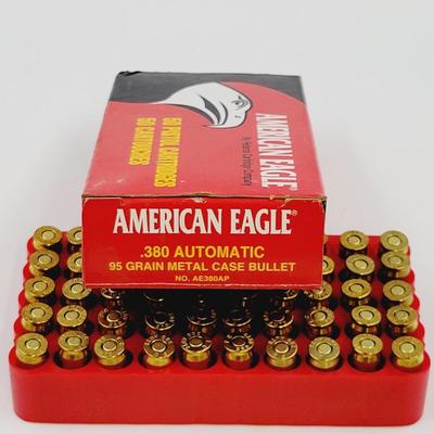 AMERICAN EAGLE .380 AUTOMATIC 95 GRAIN CASE METAL AMMO #1
