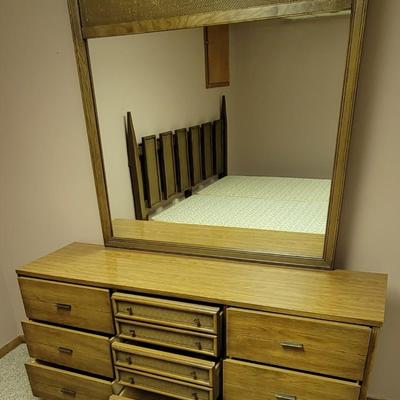 Vintage 9 Drawer Dresser with Mirror