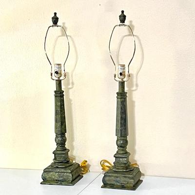 Pair (2) ~ Stone Motif Table Lamps