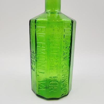 NEAT OLD GREEN "JAUNDICE BITTERS" BOTTLE