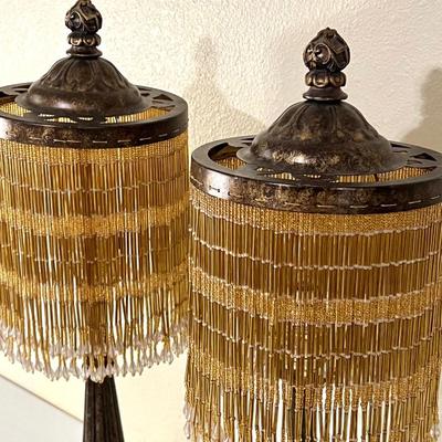 Pair (2) ~ Beaded Table Lamps