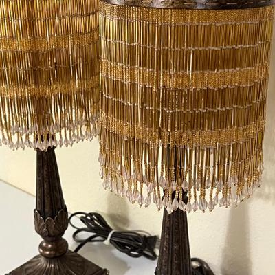 Pair (2) ~ Beaded Table Lamps