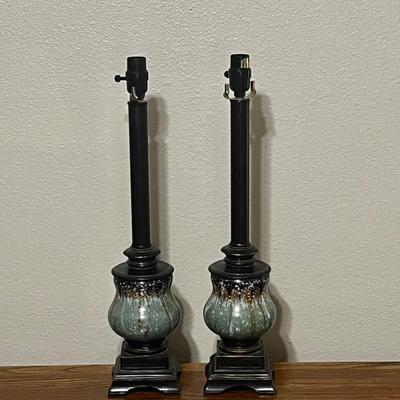 Pair (2) ~ Porcelain Painted Lamps