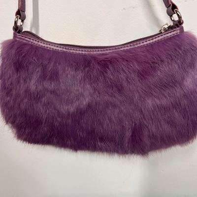 Purple Rabbit Fur Purse