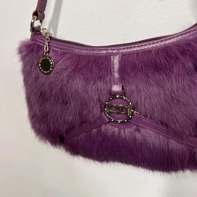 Purple Rabbit Fur Purse