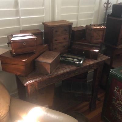Antique wooden boxes