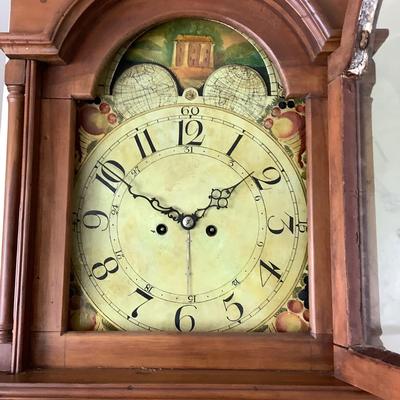 8012 Antique American Chippendale Cherry Case Tall Clock
