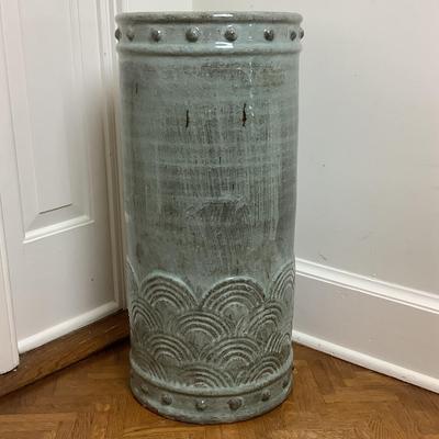 8014 Large Grey Blue Pottery Umbrella Stand