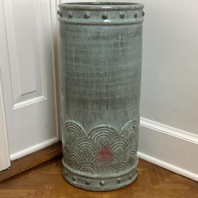 8014 Large Grey Blue Pottery Umbrella Stand