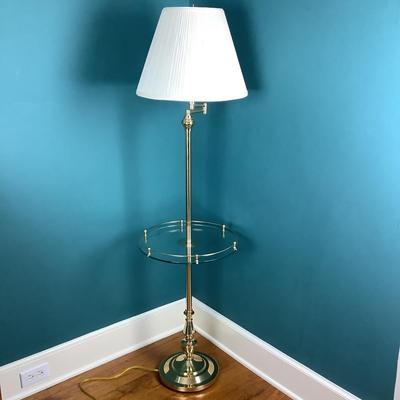 8017 Brass and Glass Table Floor Lamp