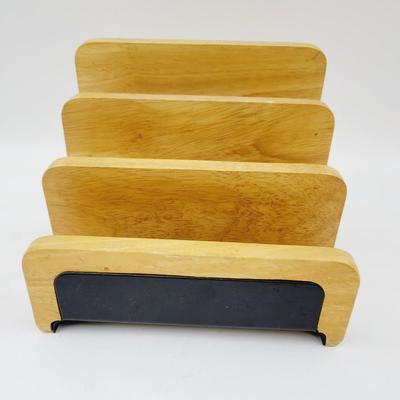 DECORATIVE WOOD & METAL MAIL / LETTERS TABLE TOP FILER