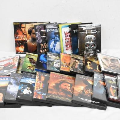 Lot of 27 Action Movie DVDs, V for Vendetta to The Bourne Identity, Some New