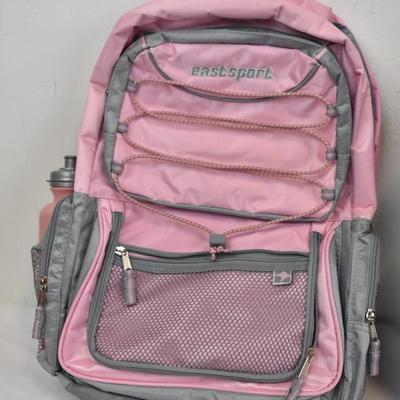 3 Eastsport Multipurpose Sport Backpacks with Coordinating Water Bottles, New