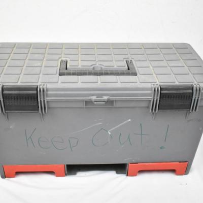 Tuff Stuff Toolbox with Various Tools and Accessories, Drill Bits, Flashlight